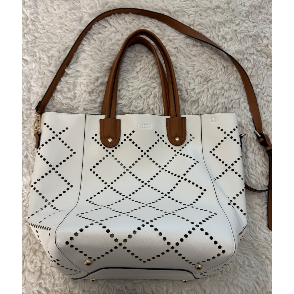 Coastal Quiet Luxury White Laser‎ Cut Tote Bag Shoulder Crossbody Louenhide